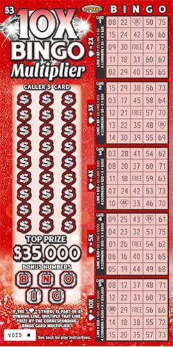 10X Bingo Multiplier scratch-off ticket