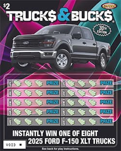 Truck$ & Buck$ scratch-off ticket