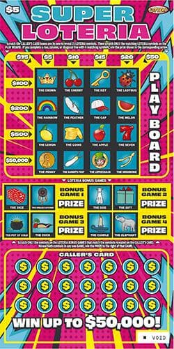Super Loteria scratch-off ticket