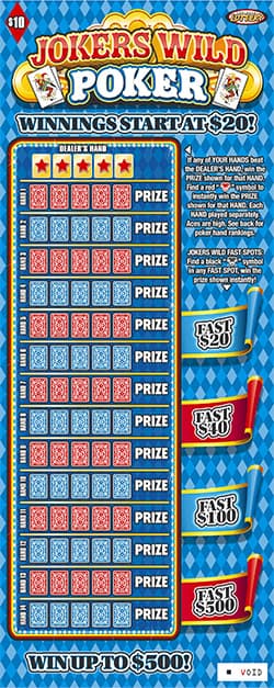 Jokers Wild Poker scratch-off ticket