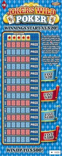 Jokers Wild Poker scratch-off ticket