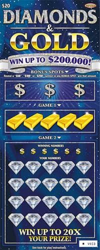 Diamonds & Gold scratch-off ticket