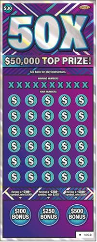 50X scratch-off ticket