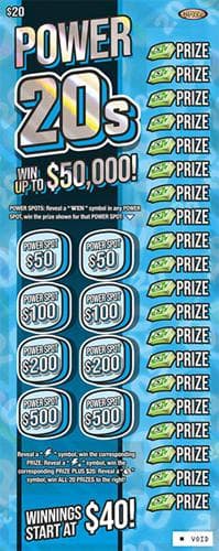 Power 20s scratch-off ticket