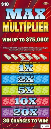 Max Multiplier scratch-off ticket
