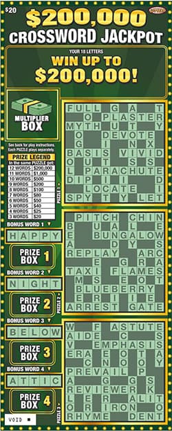 $200,000 Crossword Jackpot scratch-off ticket
