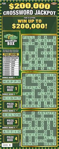 $200,000 Crossword Jackpot scratch-off ticket