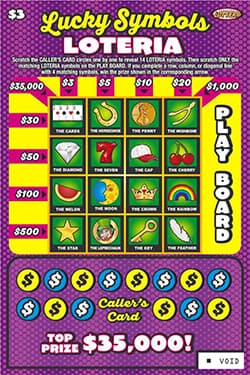 Lucky Symbols Loteria scratch-off ticket