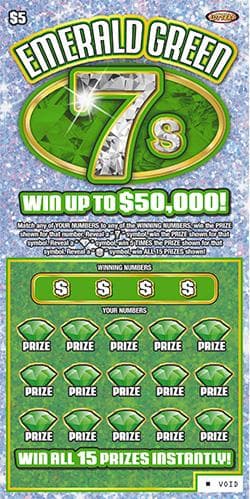 Emerald Green 7s scratch-off ticket