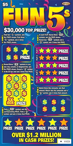 Fun 5s scratch-off ticket