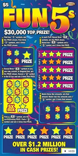 Fun 5s scratch-off ticket