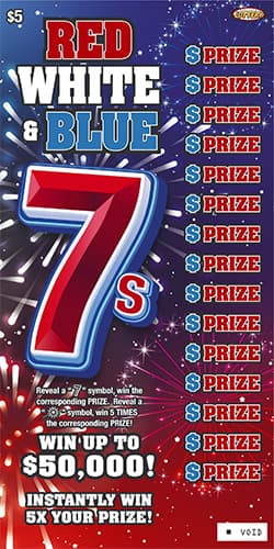 Red White & Blue 7s scratch-off ticket