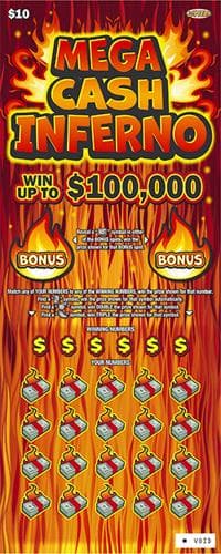 Mega Cash Inferno scratch-off ticket