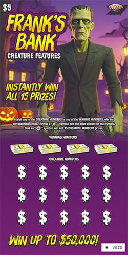 Creature Features scratch-off ticket