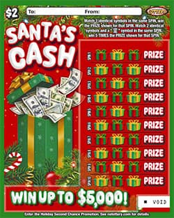 Santa's Cash scratch-off ticket