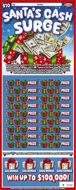Santa's Cash Surge scratch-off ticket