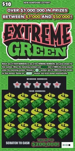 Extreme Green scratch-off ticket