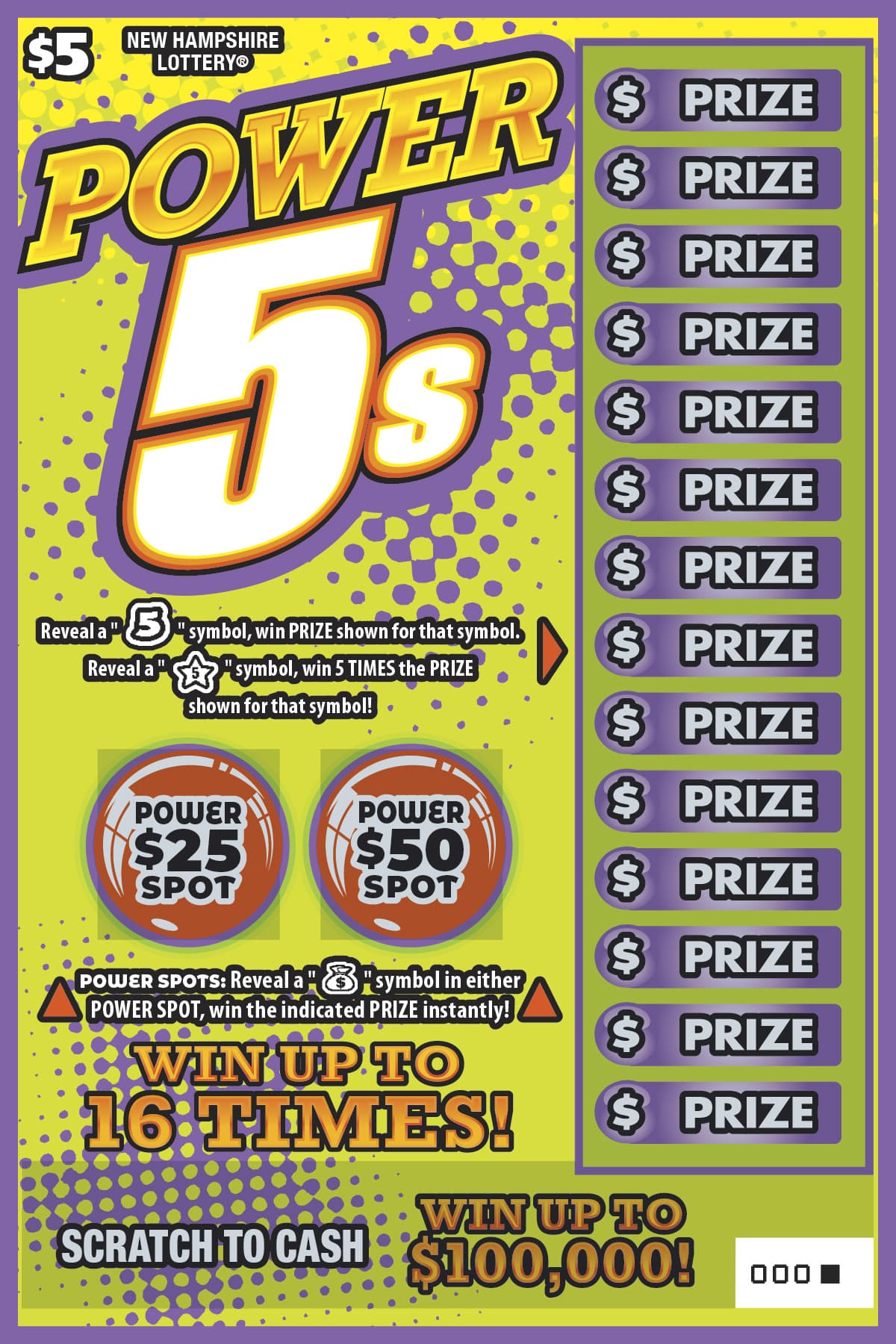 Power 5s scratch-off ticket