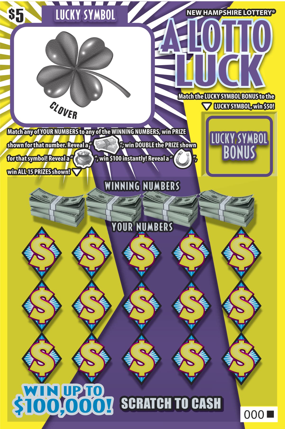 A Lotto Luck scratch-off ticket
