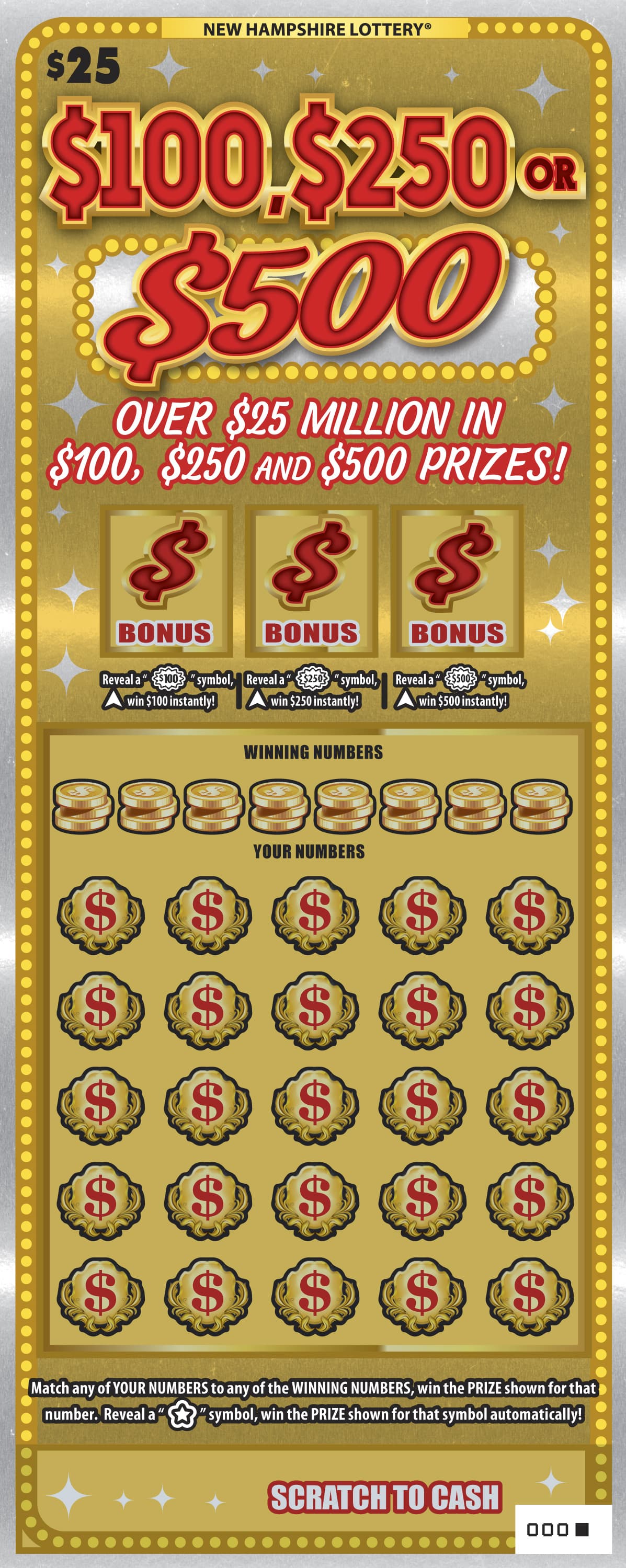 $100, $250 or $500 Series II scratch-off ticket