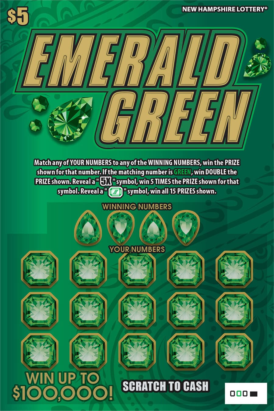 Emerald Green scratch-off ticket