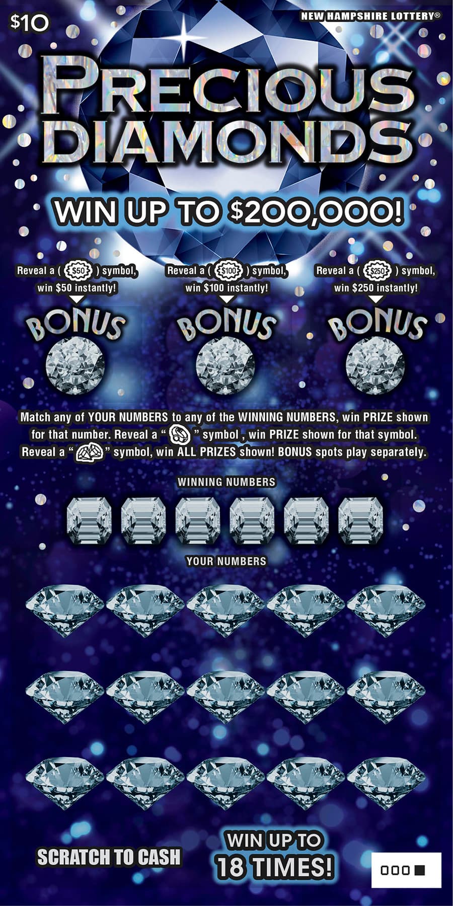 Precious Diamonds scratch-off ticket