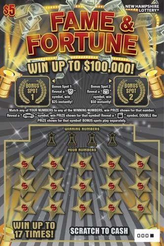 Fame & Fortune scratch-off ticket
