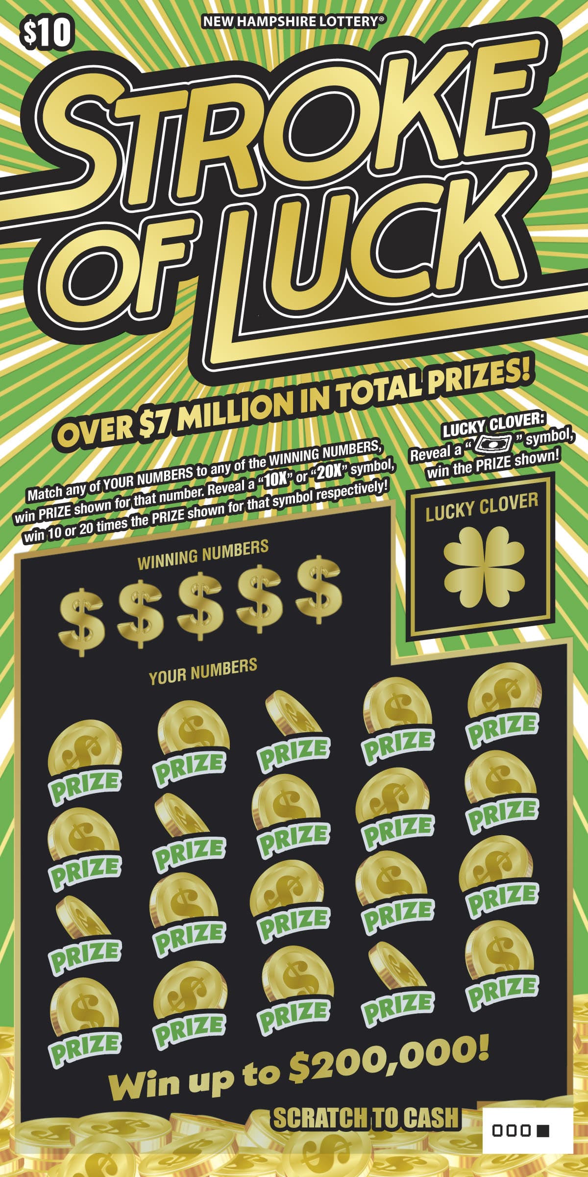 Stroke of Luck scratch-off ticket