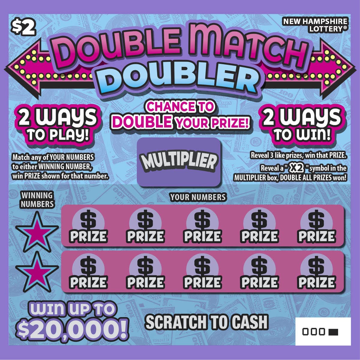 Double Match Doubler scratch-off ticket