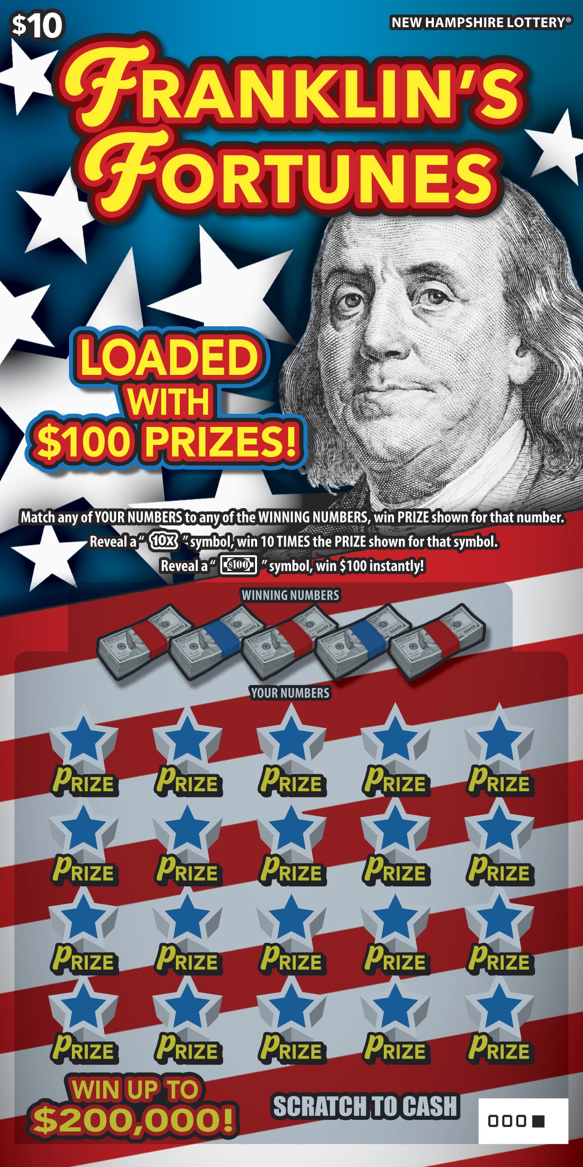 Franklin's Fortunes scratch-off ticket