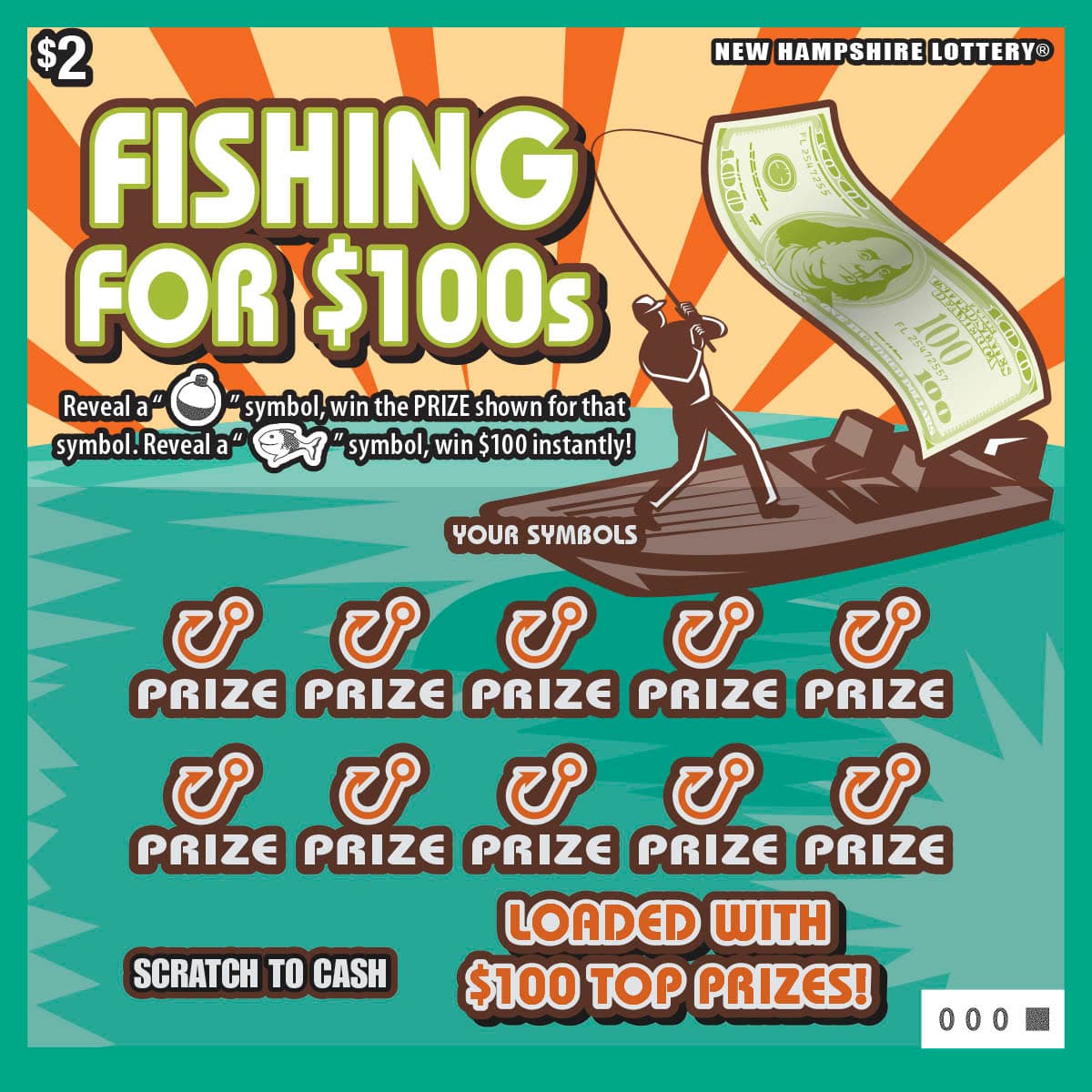 Fishing For $100s scratch-off ticket