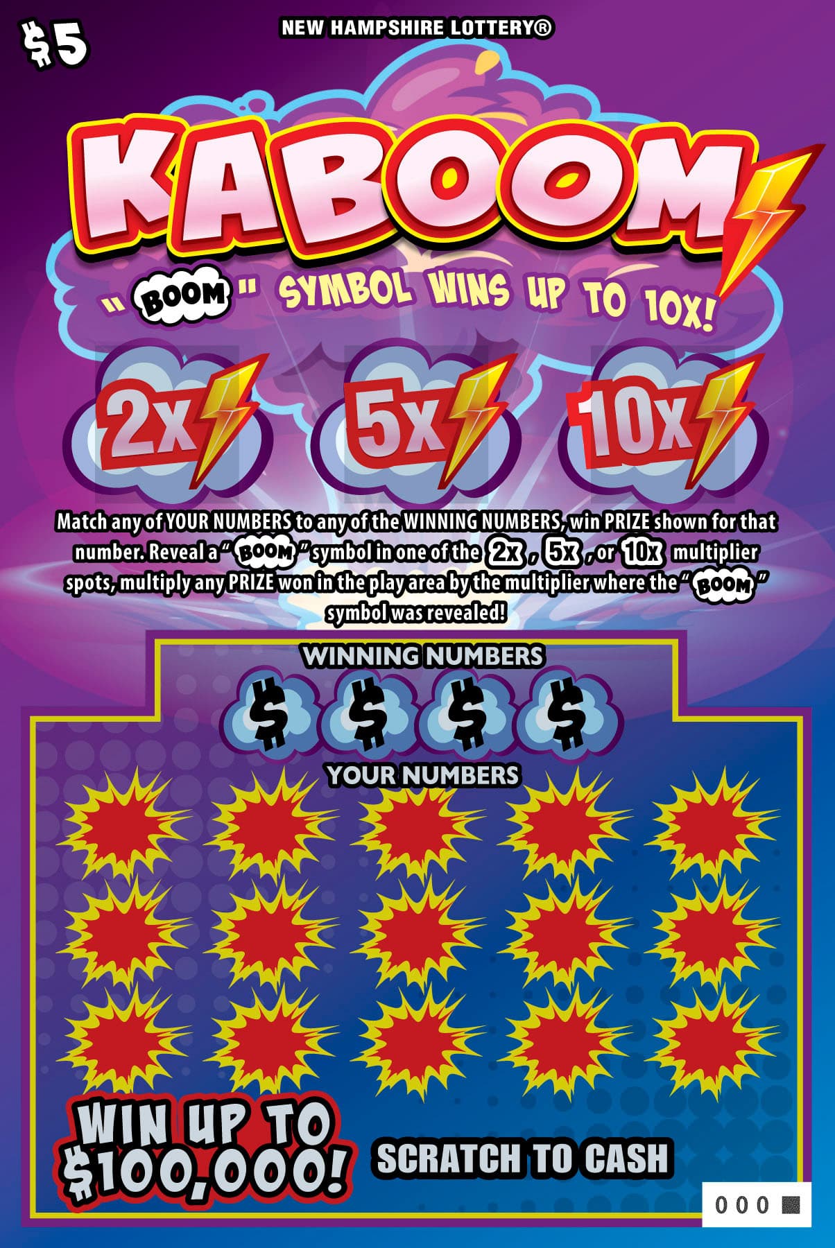 Kaboom scratch-off ticket