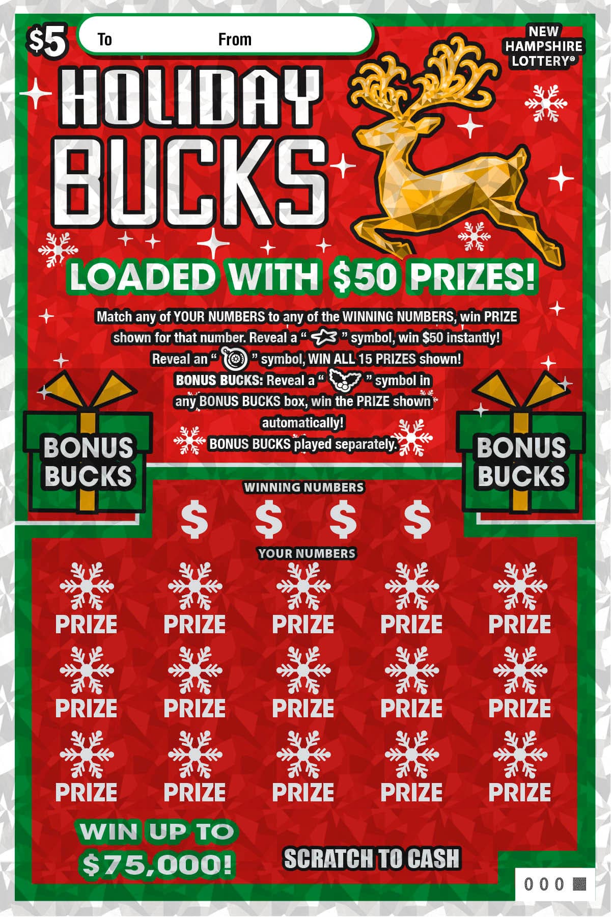 Holiday Bucks scratch-off ticket