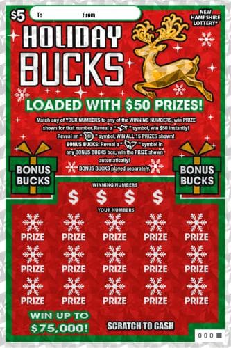 Holiday Bucks scratch-off ticket