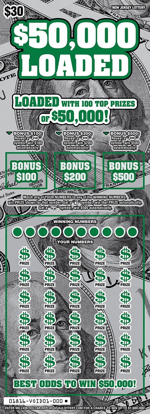$50,000 Loaded scratch-off ticket