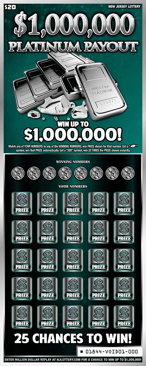 $1,000,000 Platinum Payout scratch-off ticket