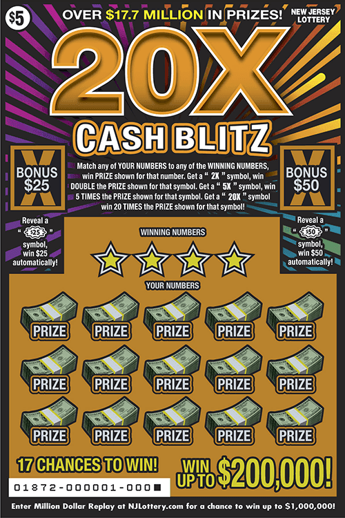 20X Cash Blitz scratch-off ticket