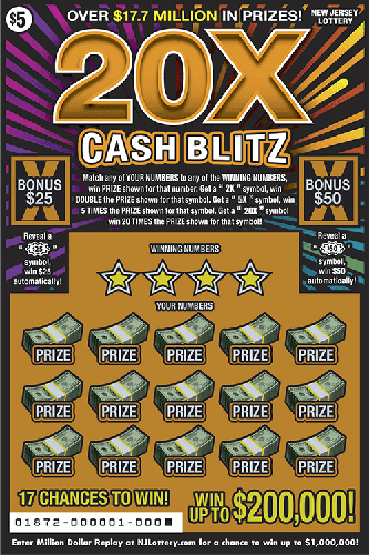 20X Cash Blitz scratch-off ticket