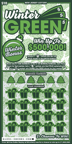 Winter Green scratch-off ticket
