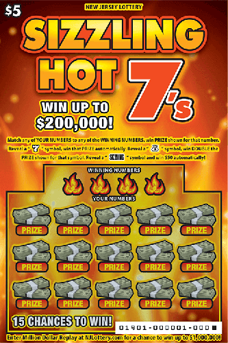 Sizzling Hot 7's scratch-off ticket