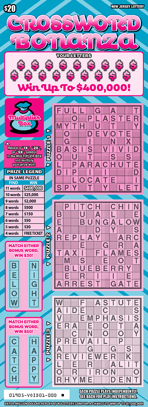 Crossword Bonanza scratch-off ticket