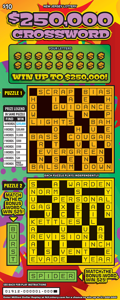 $250,000 Crossword scratch-off ticket