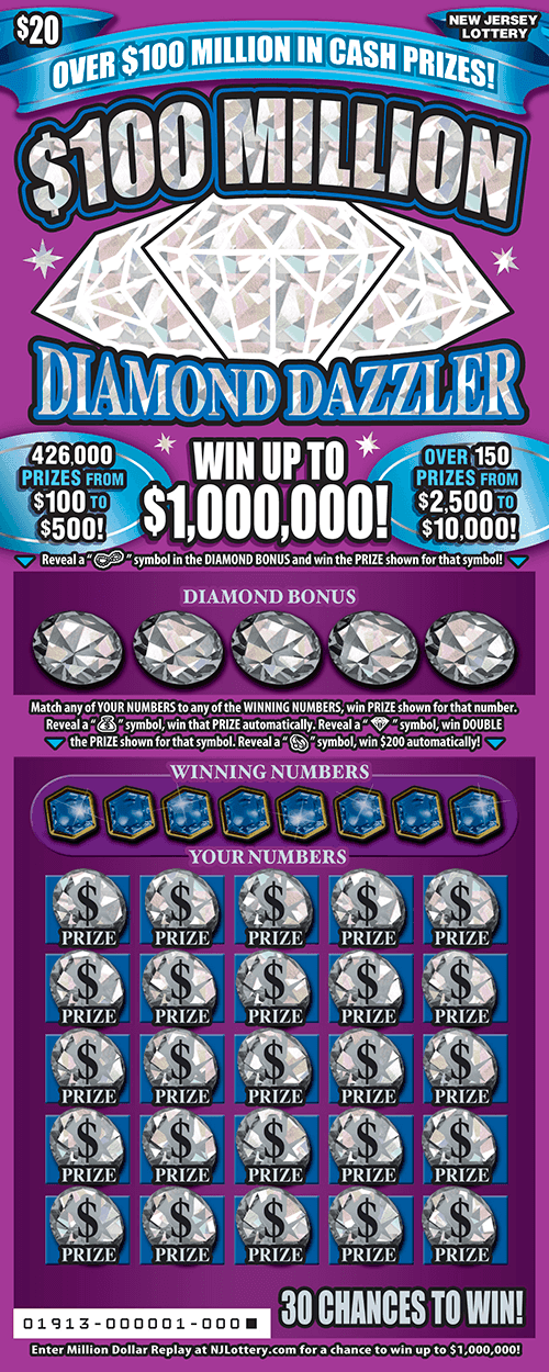 $100 Million Diamond Dazzler scratch-off ticket