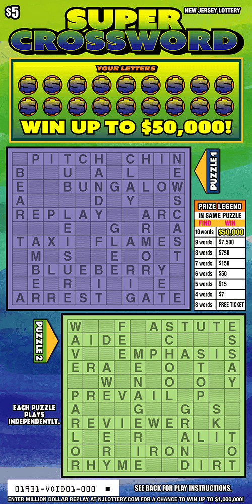 Super Crossword scratch-off ticket