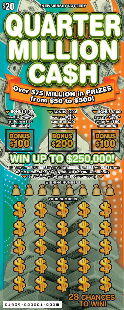 Quarter Million Ca$h scratch-off ticket