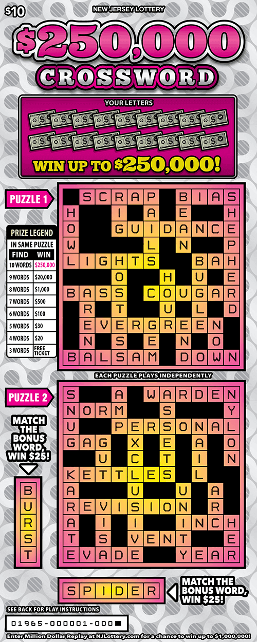 $250,000 Crossword scratch-off ticket