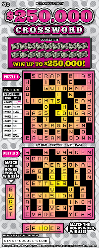 $250,000 Crossword scratch-off ticket