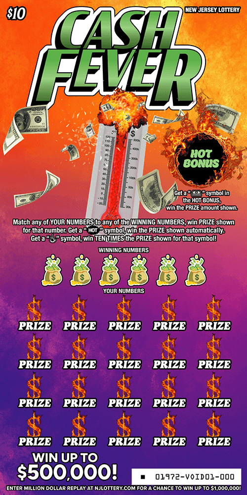 Cash Fever scratch-off ticket