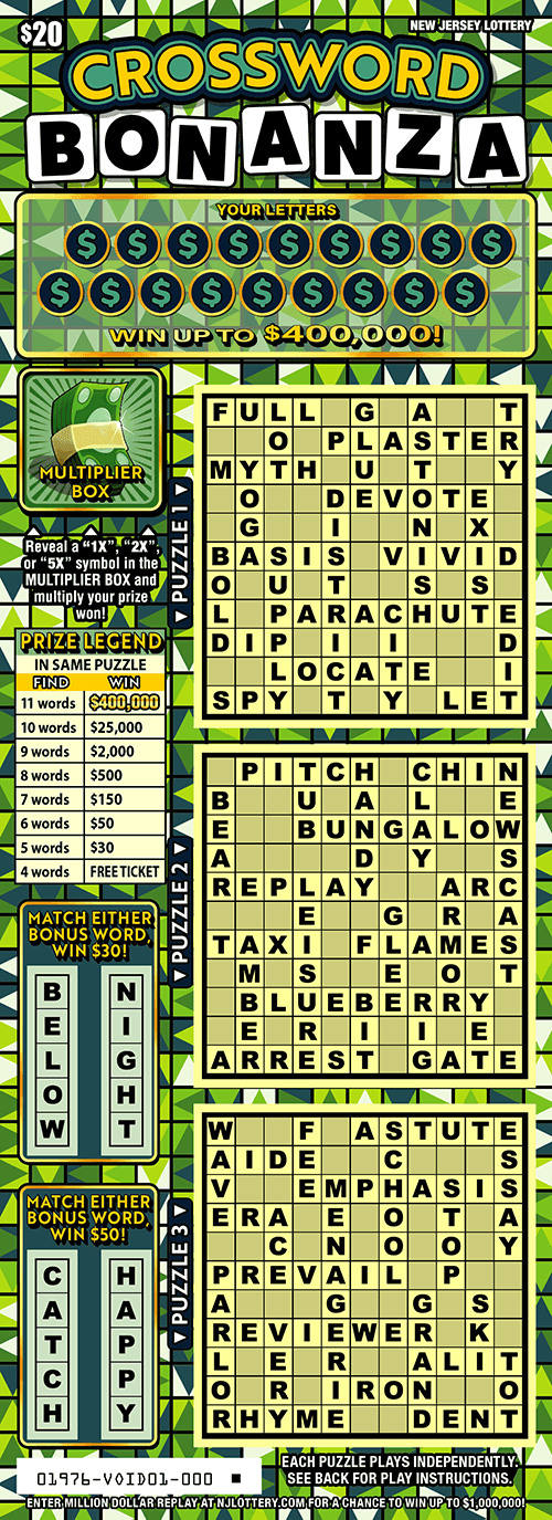 Crossword Bonanza scratch-off ticket
