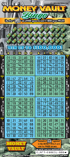 Money Vault Bingo scratch-off ticket